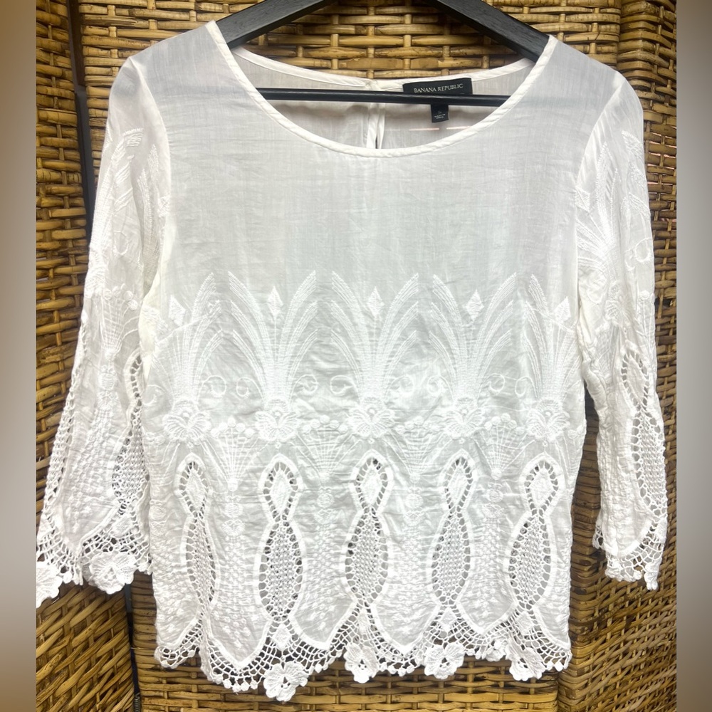 Banana Republic - White Lace-Hem, Size: Small Petite, Pre-Owned